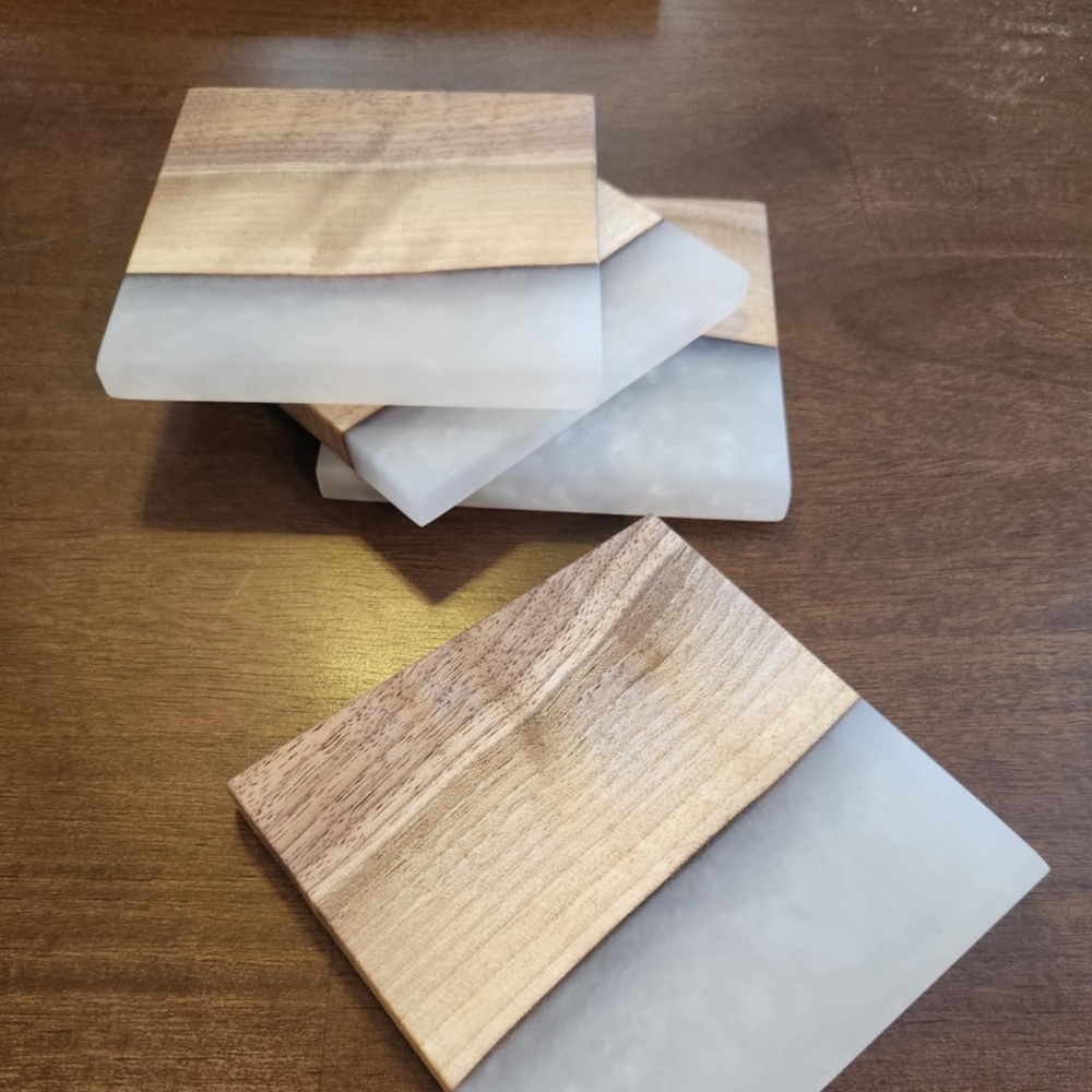 Wood & Epoxy coasters ( set of 4)